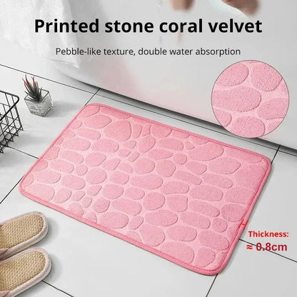 1pc embossed fiber anti slip pebble floor mat