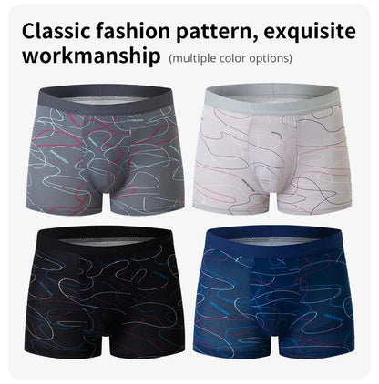 4 Pack men's fashion printed underwear for leisure and comfort, plus size underwear for teenagers, swimming trunks max 5XL.6XL