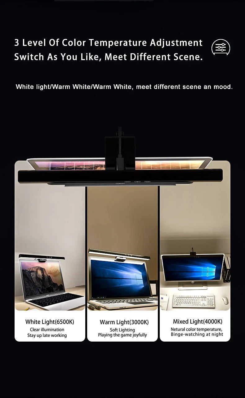 50cm Computer Monitor Light Bar Screen Hanging Lights Stepless Dimming USB Desk Lamp For Study Reading Light Table Monitor Lamp