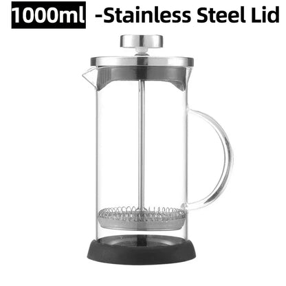 350-1000ml French Press - Stainless Steel and Glass Coffee Maker