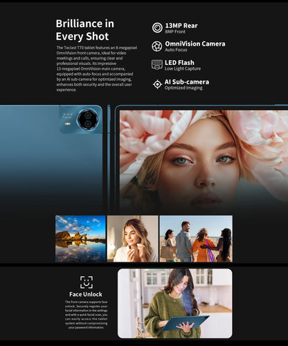 Teclast T70 Tablet 14" FHD Display Android 14 MTK Helio G99 8GB+256GB 10000mAh Battery 18W 4G LTE Global Version
