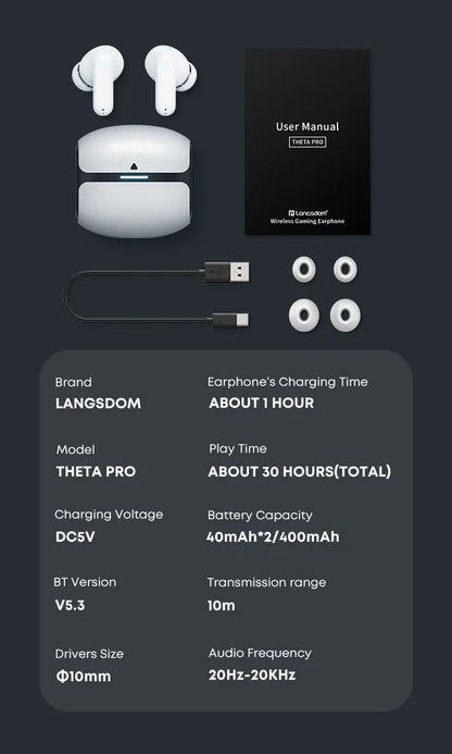 TWS Wireless Earpods Bluetooth 5.3 Wireless Earphones Dual Mode for Game Music ENC Talking Noise Canceling Compatible with IOS