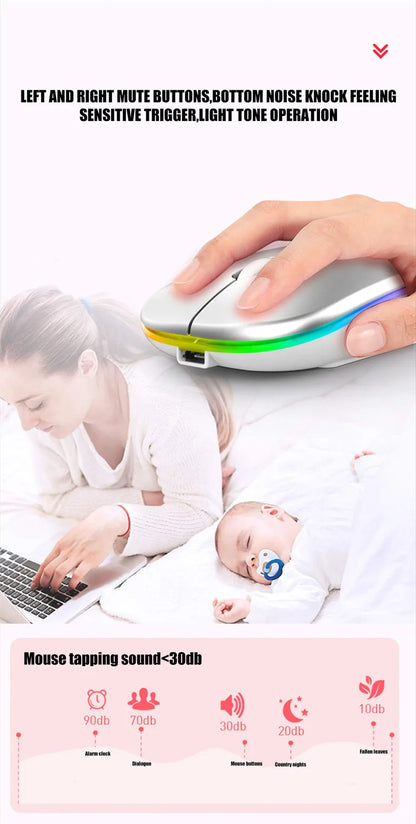 Wireless Rechargeable Silent LED Backlit Mouse