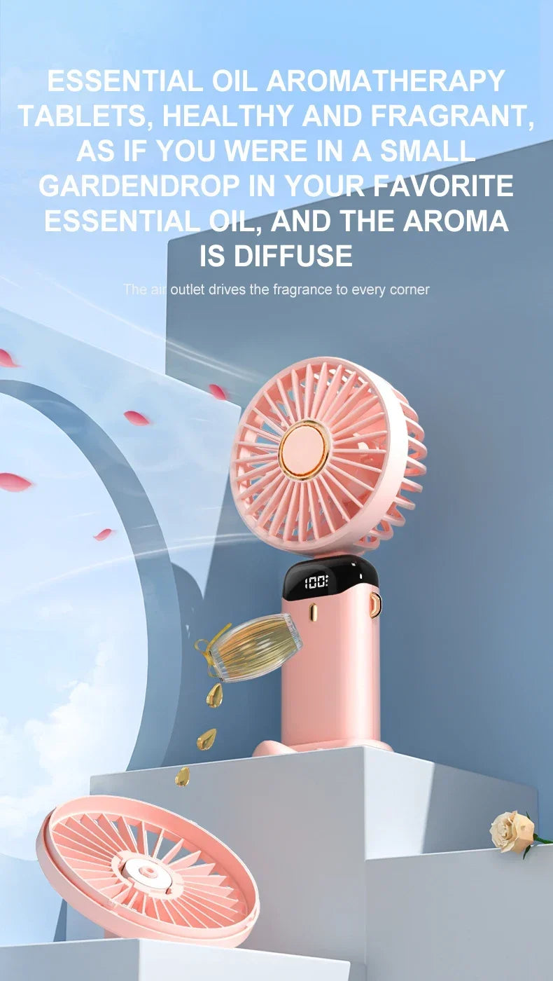 Foldable Portable Desk/Neck Hanging 5 Speed USB Rechargeable Fan