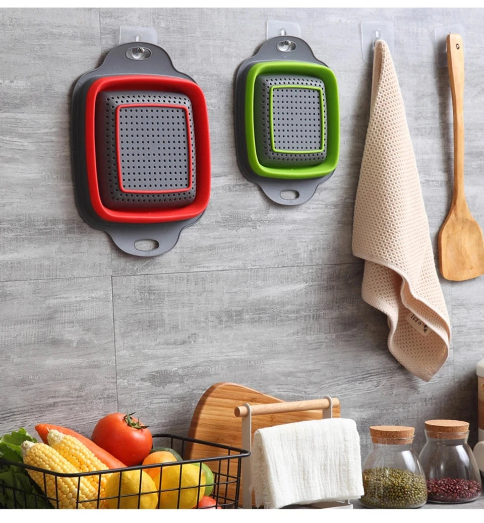 2PCS Silicone Folding Drainer Basket