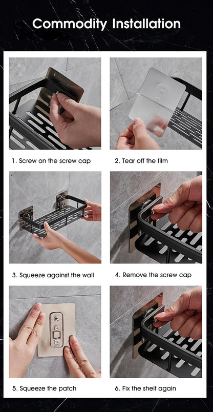 Bathroom Storage - No Drill - Wall Mount - Corner Shelf