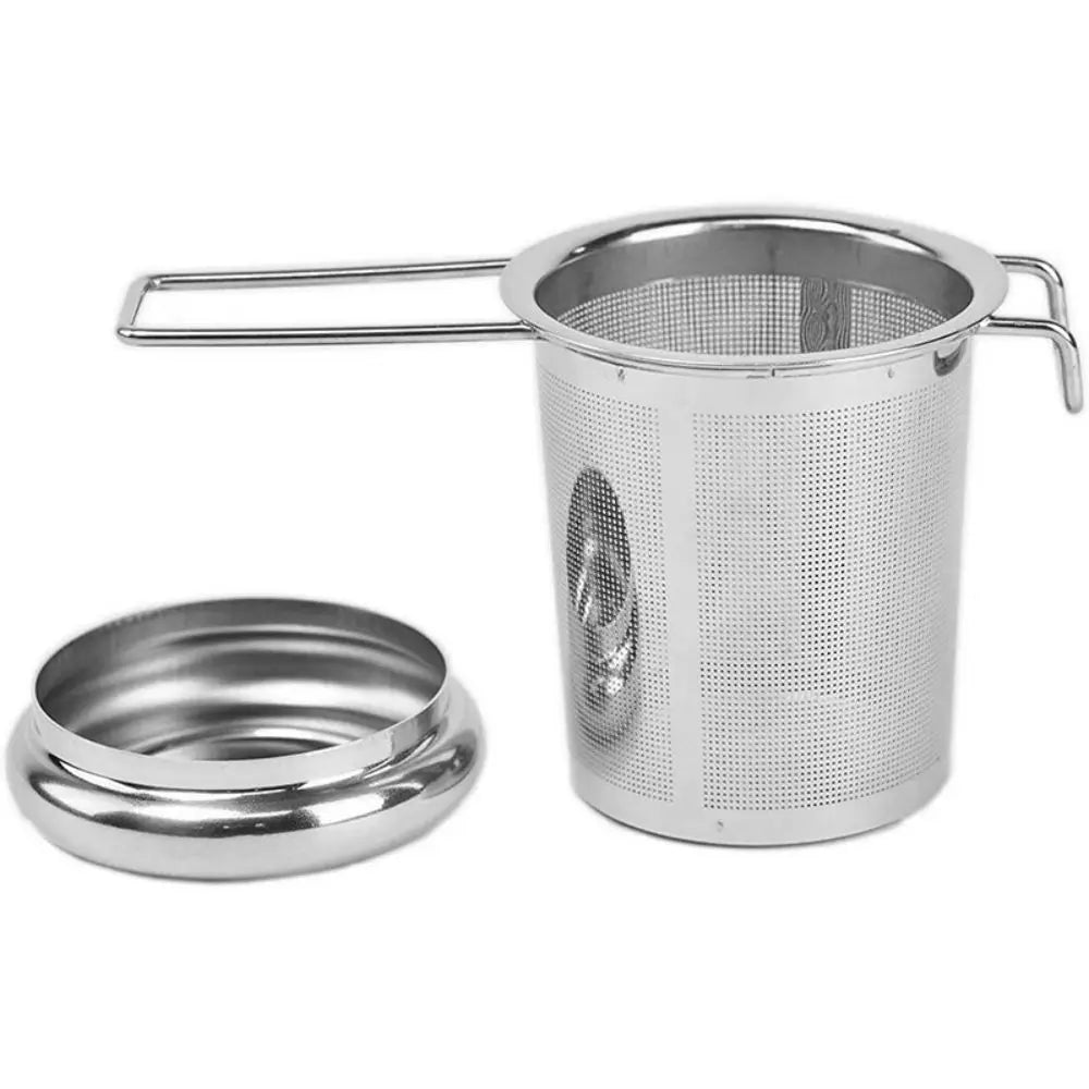 304 Stainless Steel Tea Drain with Lid Tea Strainer Collapsible Double Handle Tea Strainer with Lid Tea Brewer
