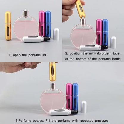 5/8ml Spray Perfume Refillable Bottle Liquid Spray Bottling Dispenser Bottom Charge Portable Travel Cosmetic Sub-Bottle