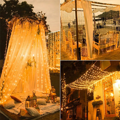 Solar Curtain Light LED Outdoor Waterloo Garland Decoration String Lights Yard Christmas  Fairy Garland String Lights