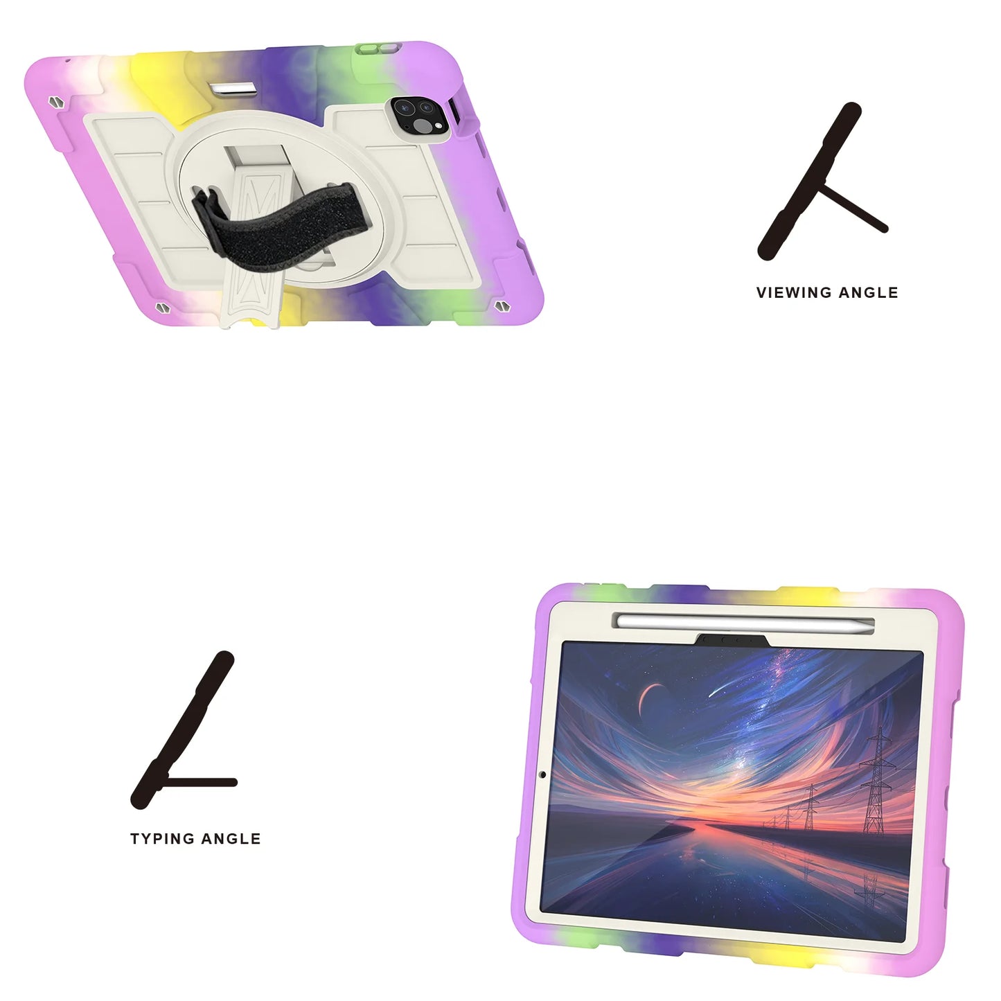 Heavy Duty Case For iPad Pro 11 M4 2024 Model A2836 A2837 A3006 360 Rotation Armor Stand Cover With Shoulder Strap Shockproof