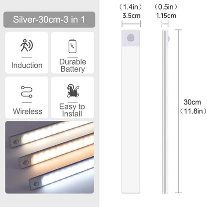 10/20/30/40/60CM Night Light USB Rechargeable Motion Sensor Led Light
