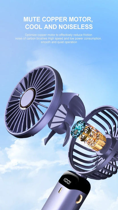 Foldable Portable Desk/Neck Hanging 5 Speed USB Rechargeable Fan
