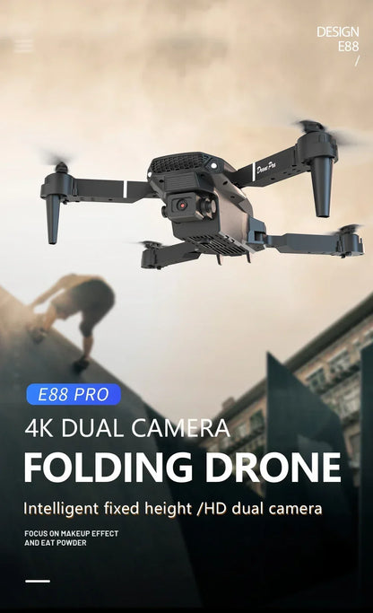 New E88Pro RC Drone 4K Professinal With 1080P Wide Angle Dual HD Camera Foldable RC Helicopter WIFI FPV Height Hold Apron Sell