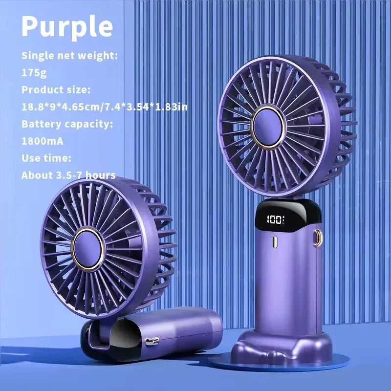 Foldable Portable Desk/Neck Hanging 5 Speed USB Rechargeable Fan