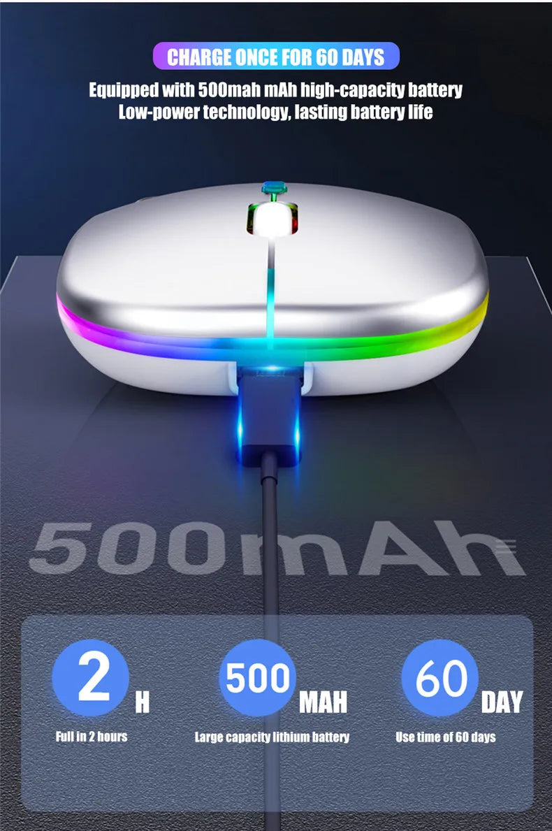 Wireless Rechargeable Silent LED Backlit Mouse