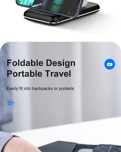 30W Fast Charging Dock Station 3 in 1 Foldable Wireless Charger Stand For iPhone 16 15 14 13 12 11 iWatch 8 7 6 Airpods Pro