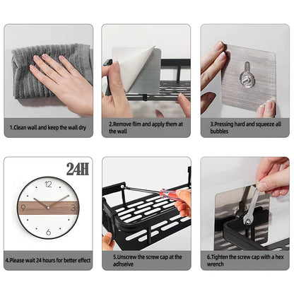 Bathroom Storage - No Drill - Wall Mount - Corner Shelf