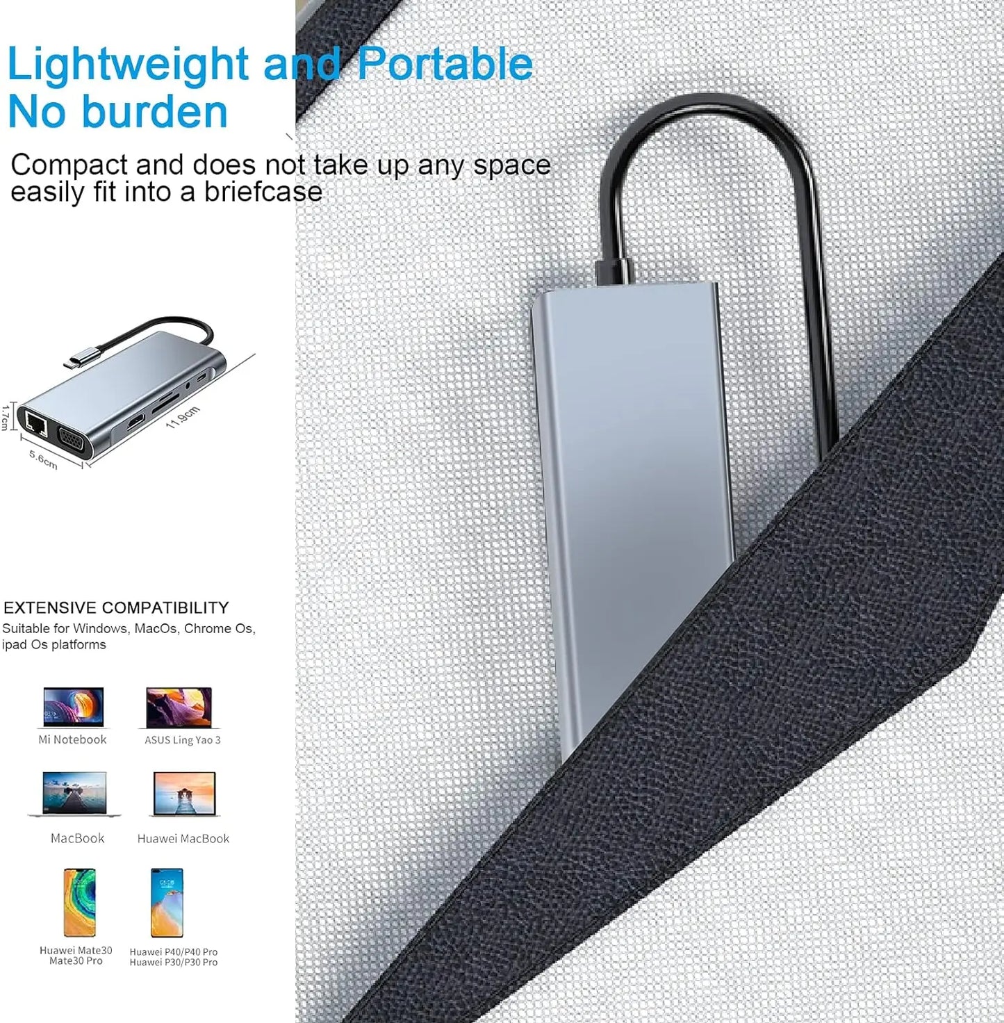 USB C HUB, USB C Adapter Dongle with 4K HDMI/VGA/Type C PD/RJ45/ SD/TF Card Reader For MacBook Pro/Air M1 iPad