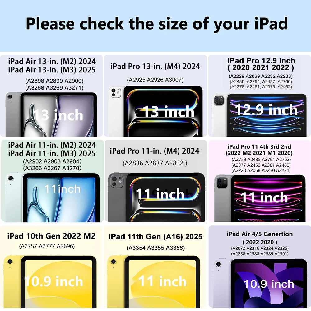 For iPad 11th Gen Case A16 Funda iPad Pro 11 13 M4 2025 M2 M3 iPad Air 13 11 Air 5 4 iPad 10th 9th 8 7 Mini A17 Pro 12.9 Cover