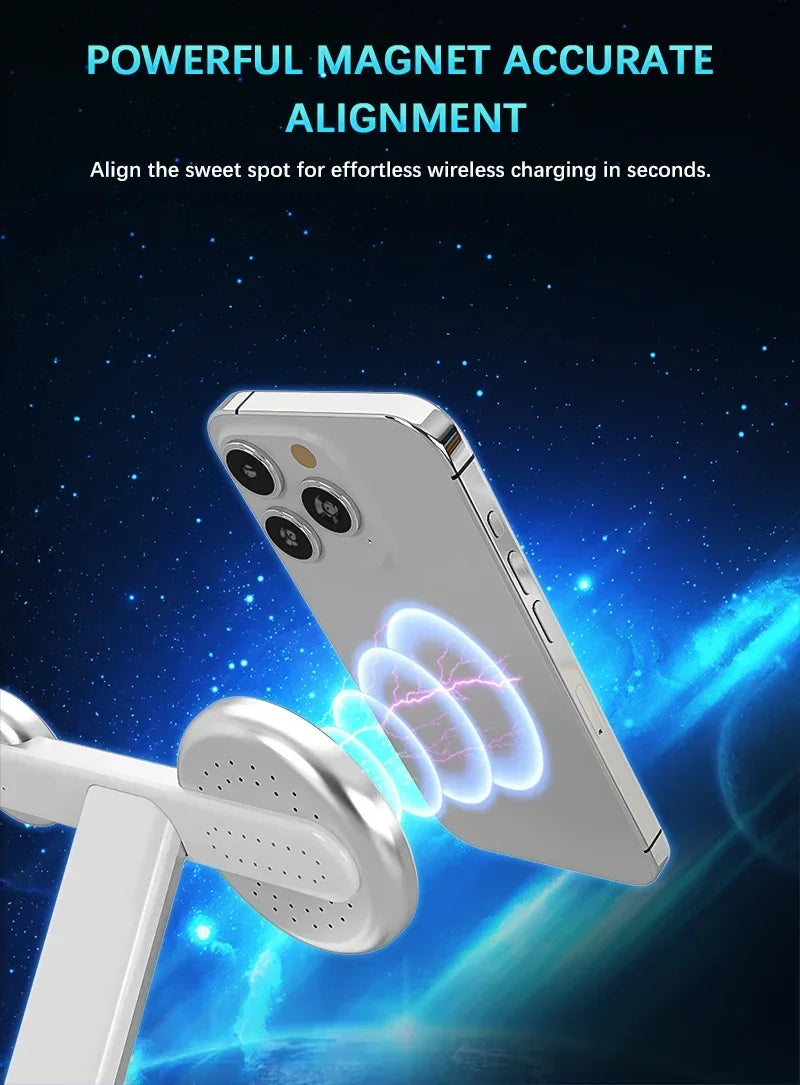 30W 3 In 1 Fast Charging Station Magnetic Wireless Charger Stand For Magsafe iPhone 16 15 14 13 Pro Max iWatch 8 7 Airpods Pro