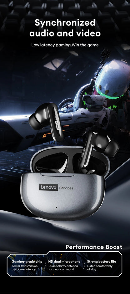 New Lenovo LE202 TWS Bluetooth 6.0 Gaming Earphones AI Call Noise Cancellation Sound Quality Headphone Long Battery Life Earbuds