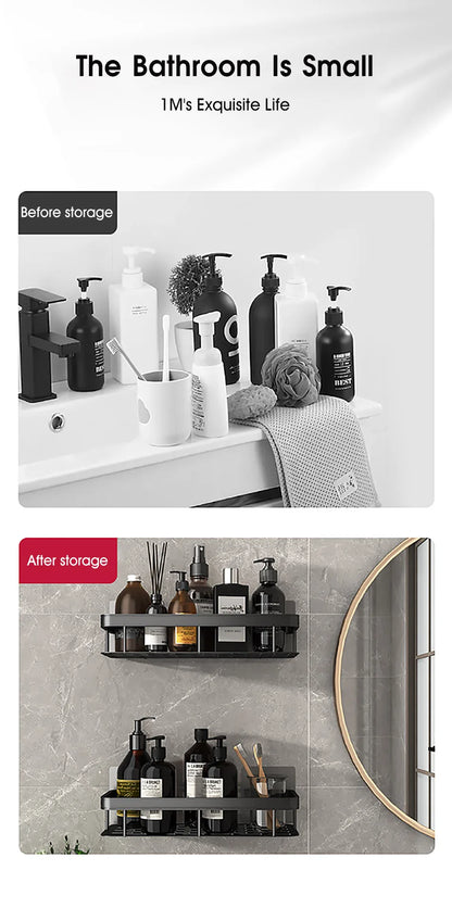 Bathroom Storage - No Drill - Wall Mount - Corner Shelf