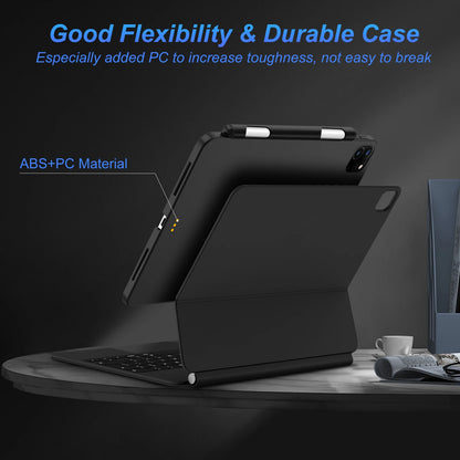 GOOJODOQ Magnetic Case for iPad Pro 11 13 2024 M4 Air 6 Air 4/5 iPad Pro 12.9 Magic Keyboard Compatible Case Pencil Holder
