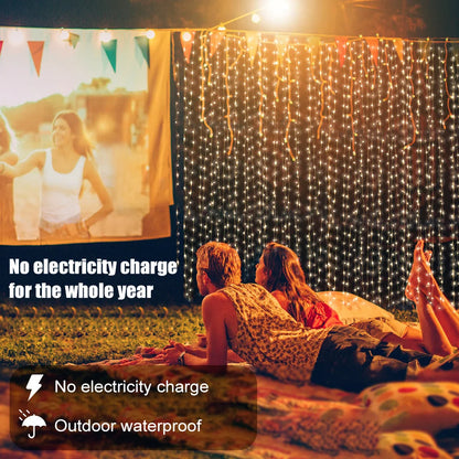 Solar Curtain Light LED Outdoor Waterloo Garland Decoration String Lights Yard Christmas  Fairy Garland String Lights