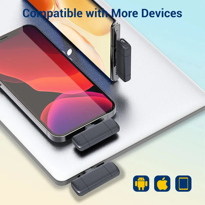 Wireless Stereo Lavalier Microphone Mini Outdoor Noise Cancelling with Charging Case for Live Interviews