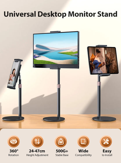Adjustable Monitor Stand Height Portable Vesa Monitor Tablet Holder Up To 24Cm Standing Tablet Bracket Desk Mount Wider Base