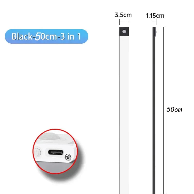 10/20/30/40/60CM Night Light USB Rechargeable Motion Sensor Led Light