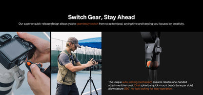 PGYTECH Camera Strap Master, Leather Dual Shoulder Harness for 3 Cameras, Adjustable Camera Harness for Professional Photographe