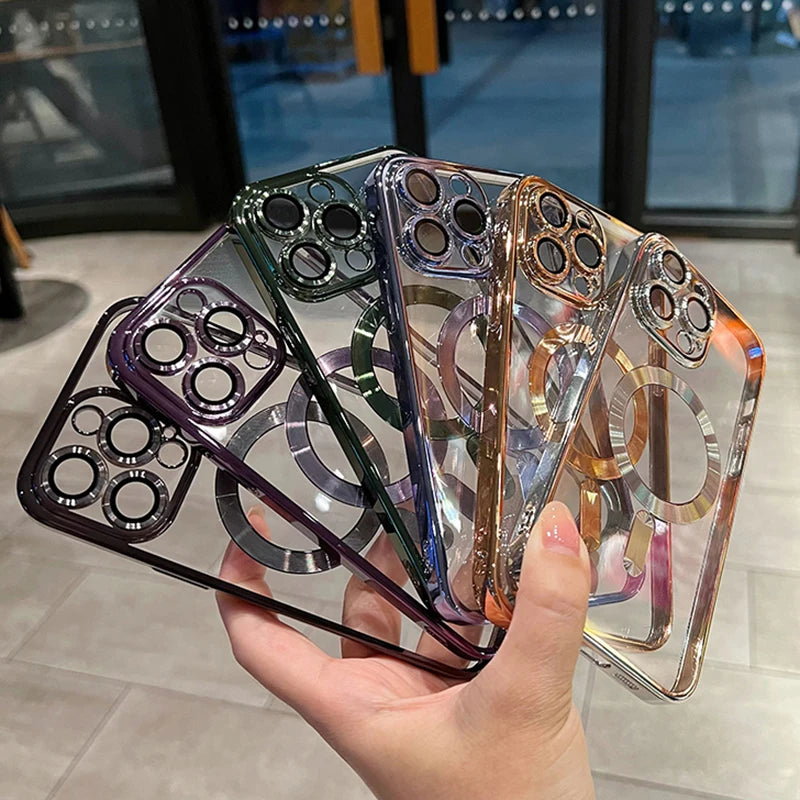 Luxury Magnetic Plating Clear Case For iPhone