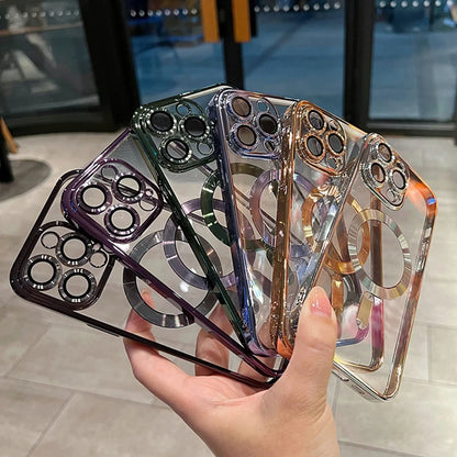 Luxury Magnetic Plating Clear Case For iPhone