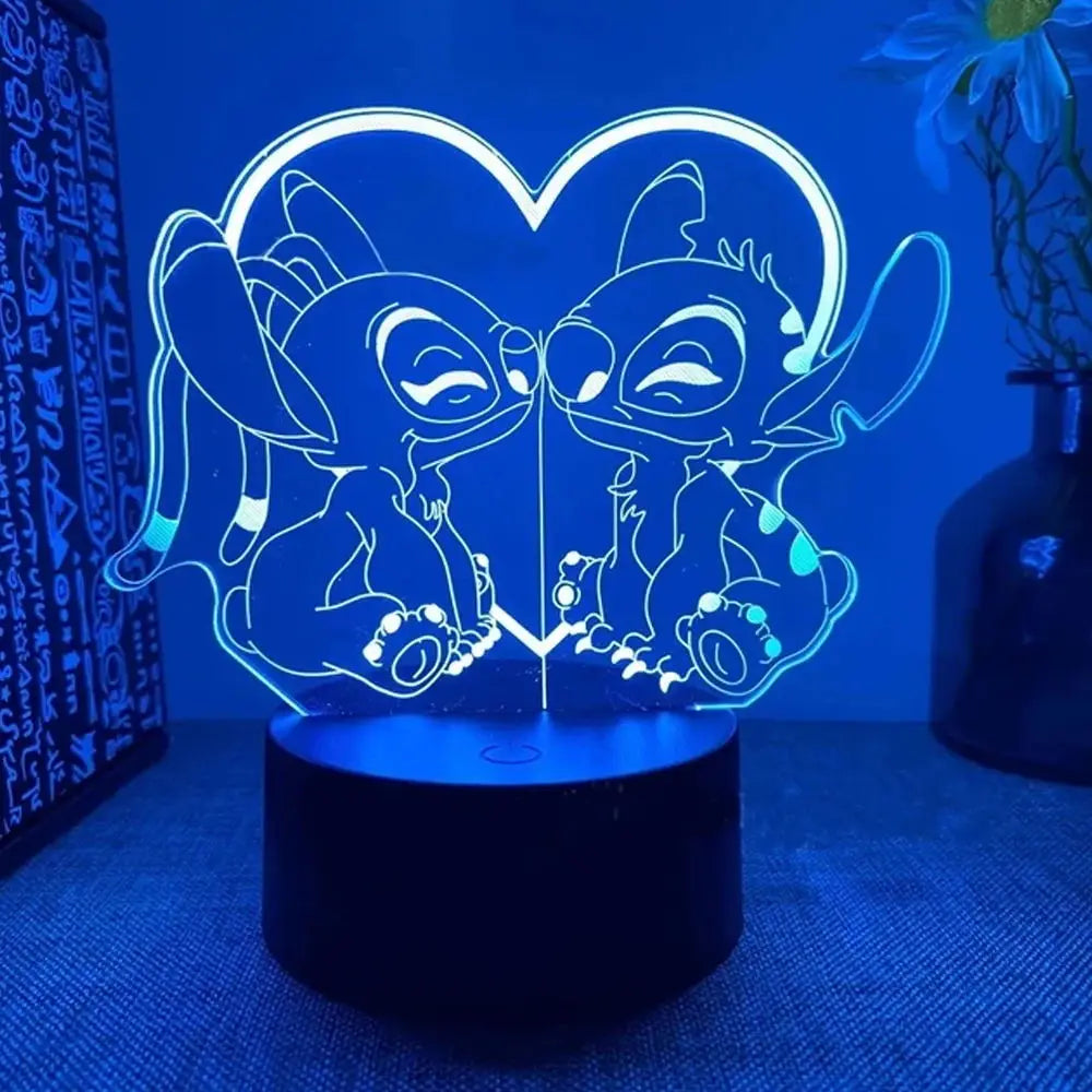 3D Illusion Stitch Night Light with Remote Control and Smart Touch Room Decor Lamp