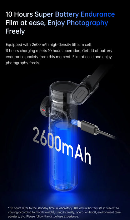 AOCHUAN 3-Axis Handheld Gimbal Stabilizer for Smartphone with Fill Light