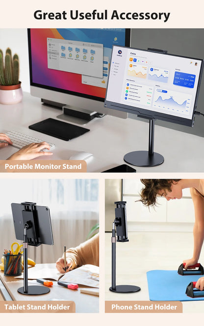 Adjustable Monitor Stand Height Portable Vesa Monitor Tablet Holder Up To 24Cm Standing Tablet Bracket Desk Mount Wider Base