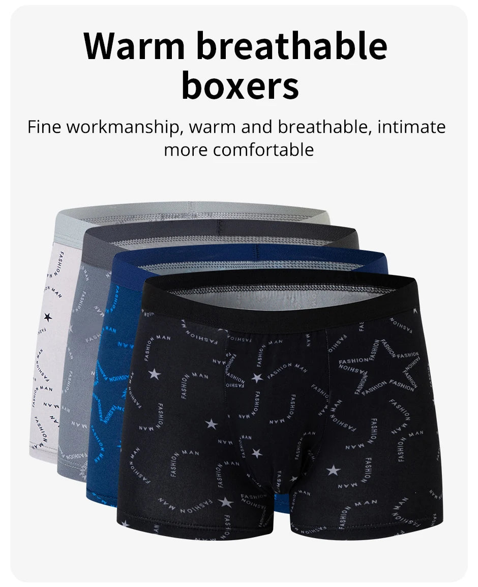 4 Pack men's fashion printed underwear for leisure and comfort, plus size underwear for teenagers, swimming trunks max 5XL.6XL