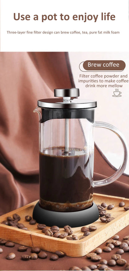 350-1000ml French Press - Stainless Steel and Glass Coffee Maker
