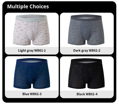 4 Pack men's fashion printed underwear for leisure and comfort, plus size underwear for teenagers, swimming trunks max 5XL.6XL