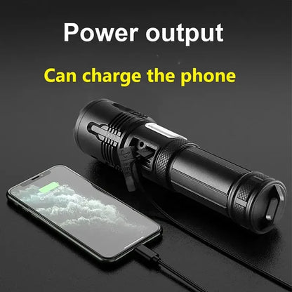 Super XHP120 Powerful Led Flashlight XHP90 High Power Torch Light Rechargeable Tactical Flashlight 18650 TYPE-C Camping Lamp