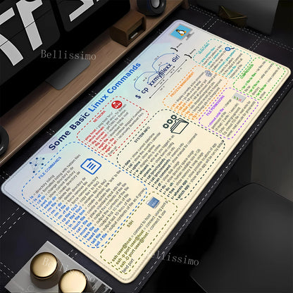 Linux Commands Line teclado mouse pad Large mousepad Shortcuts for Red Hat Ubuntu OpenSUSE Arch Debian Unix Programmer Desk Mat