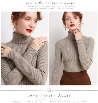 Women Fall Turtleneck Sweater Knitted Soft Pullovers Cashmere Jumpers Basic Soft Sweaters For Women 2025 Autumn Winter