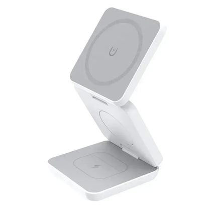 3 In 1 Foldable Magnetic Wireless Charger Stand For iPhone 16 15 14 13 Pro Max iWatch 10 9 AirPods Fast Charging Station Holder