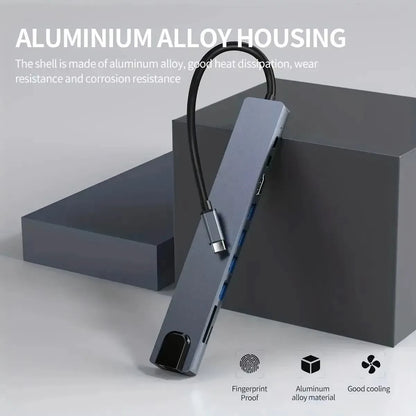 USB C Docking Station with 4K@30Hz HDMI-compatible 100Mbps Ethernet PD100W Multi-port USB Splitter Hub for Thunderbolt3/4 Laptop