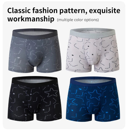 4 Pack men's fashion printed underwear for leisure and comfort, plus size underwear for teenagers, swimming trunks max 5XL.6XL