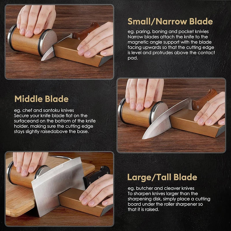 Rolling Knife Sharpener Magnetic Knife Holder Diamond Sharpening Stone Kit
