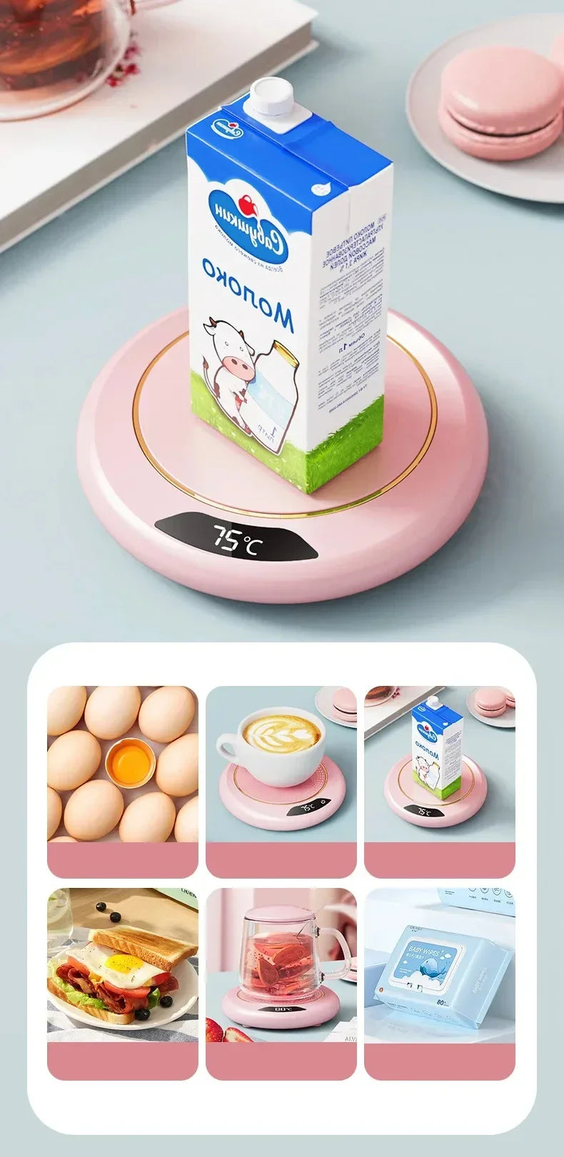 Thermostat Coaster USB Home Heating Coaster 3-speed Adjustment Heating 55 Degrees Constant Temperature