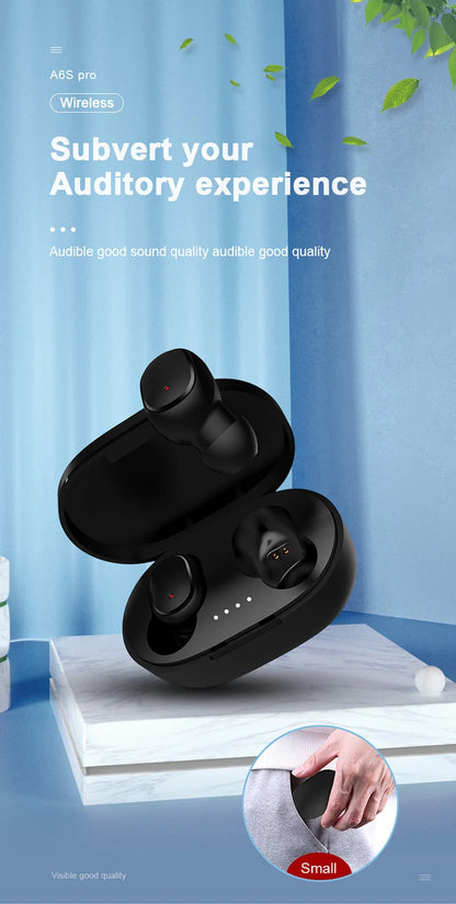 Original A6S TWS Headset Wireless Earphones Bluetooth