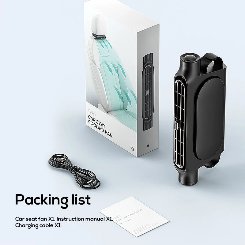 Portable Car Seat Fan for Front Rear Seat Passenge USB Powered Car Headrest Cooling Air Fan Adjustable Strap Car Interior Fan